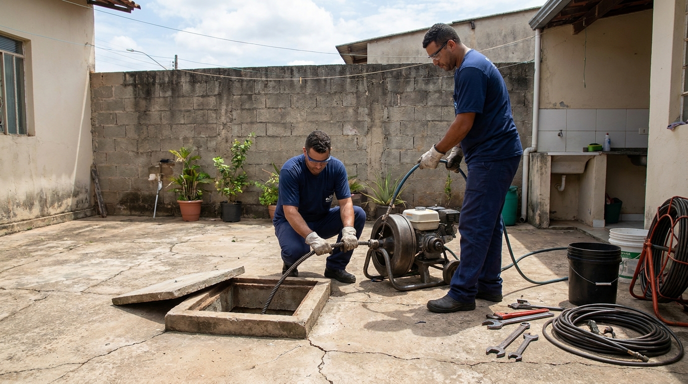 Desentupimento de esgoto residencial em Recife‑PE