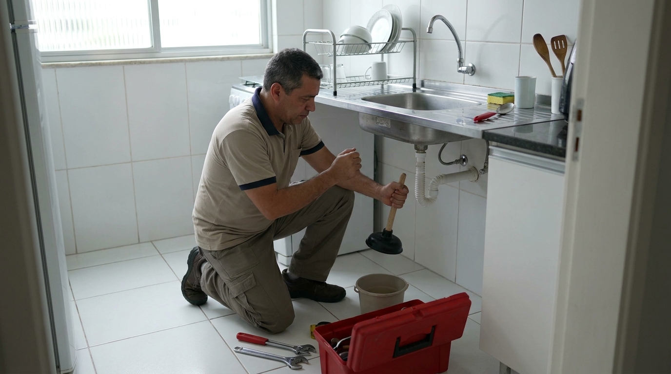 Desentupimento de pia residencial em Recife‑PE