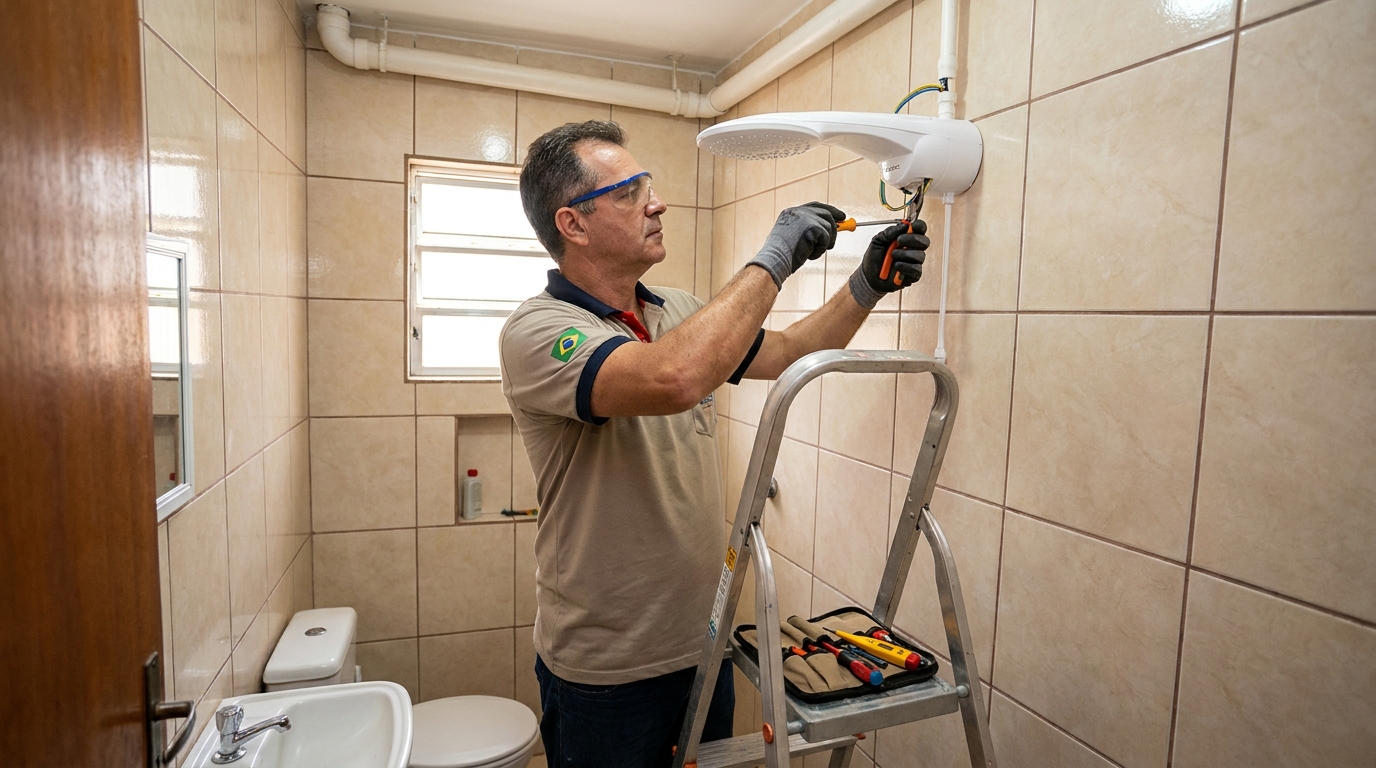 Instalação de chuveiro no banheiro em Recife‑PE